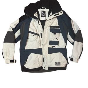 Serac Black, Dark Blue/Green and White Ski-Snowboard Jacket